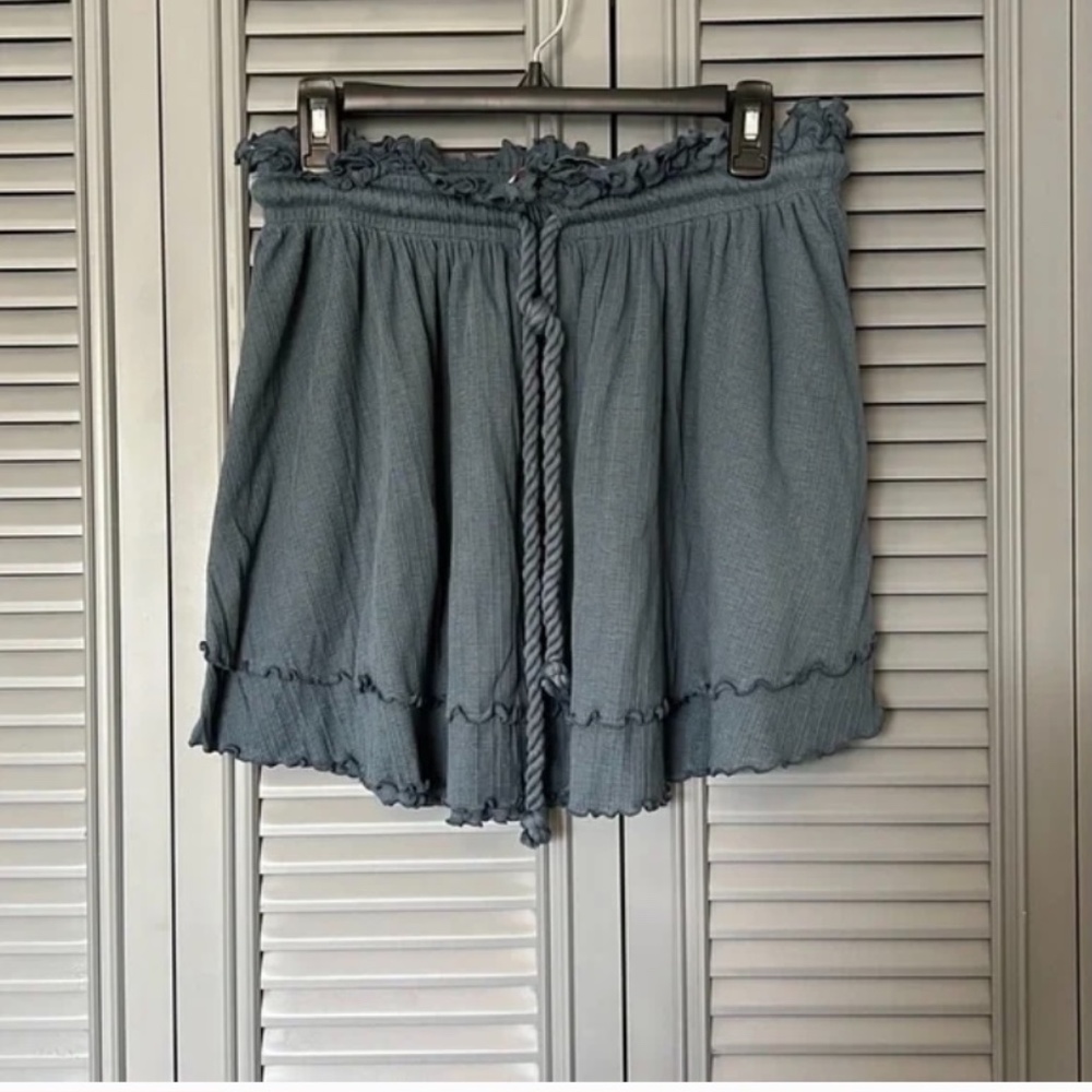 FP Beach : Blue Drawstring Ruffled Skirt - Small